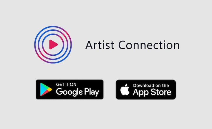 Логотипы Artist Connection, Google Play и App Store