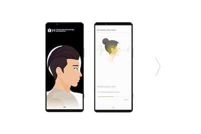 Изображение двух телефонов рядом с изображениями интерфейса в процессе индивидуальной настройки на экране.