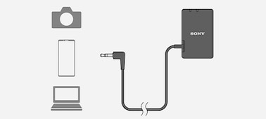 Иллюстрация подключения приемника с помощью аудиокабеля и мини-разъема 3,5 мм к различным устройствам, таким как смартфоны и ПК