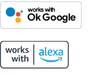 Логотипы works with OK Google и works with Alexa