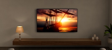 Изображение телевизора с включенной технологией Ambient Optimisation в гостиной