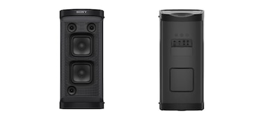 Изображение портативной акустической системы XP700 с технологией X-Series: вид спереди и сзади.