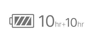 Значок, символизирующий 10 + 10 часов работы от аккумулятора