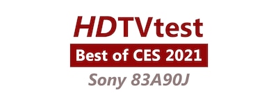 Логотип награды «Лучшие продукты выставки CES 2021» от HDTVtest для BRAVIA 83A90J
