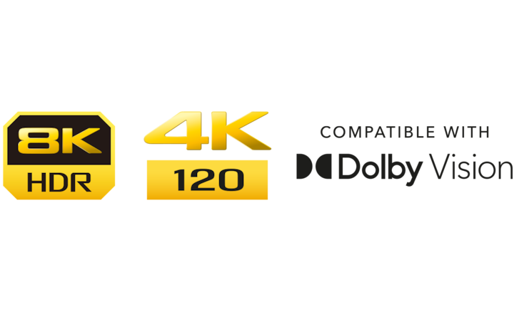 Логотипы 8K HDR, 4K 120 и Dolby Vision