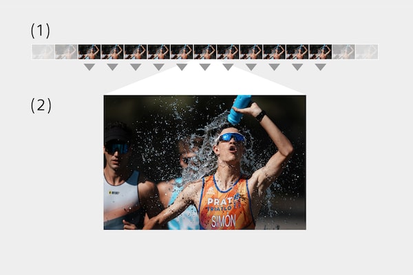 Пример изображения триатлониста, обрызгивающего свое лицо водой