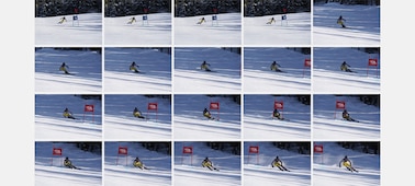20 последовательных фотографий лыжников
