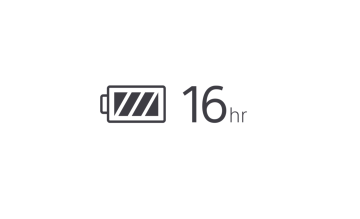 Значок, показывающий, что аккумулятор полностью заряжен и готов к работе в течение 16 часов.