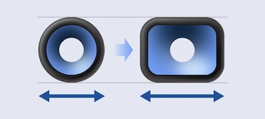 Сравнение уникальной прямоугольной формы динамика X-Balanced Speaker Unit с формой обычного динамика