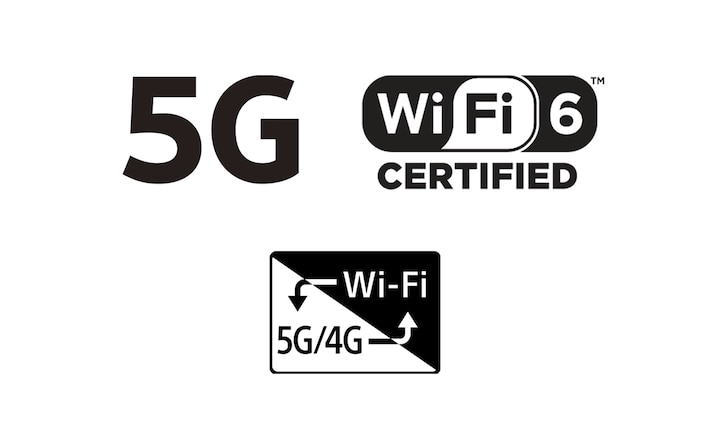 Логотипы 5G, Wi-Fi 6 и Wi-Fi 5G/4G