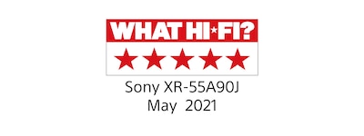 Логотип 5 звезд от What Hi-Fi? для BRAVIA 55A90J