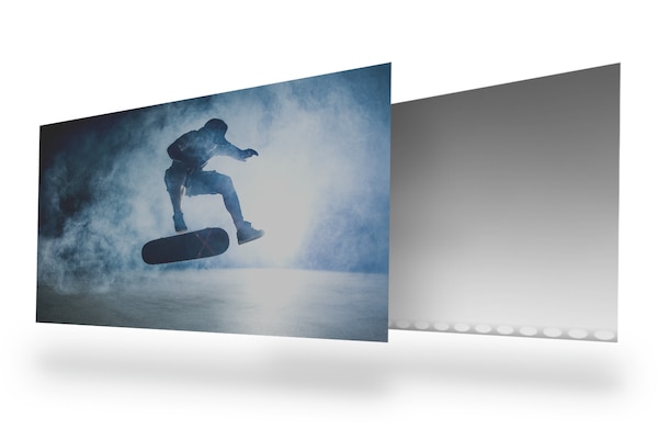 Изображение силуэта скейтбордиста с подсветкой Edge-LED сзади