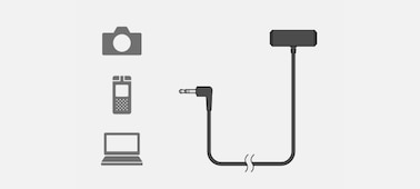 иллюстрация, на которой показана совместимость с электронными устройствами, имеющими гнездо для микрофона 3,5 мм.
