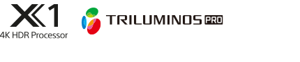 Логотипы 4K HDR процессора X1 и TRILUMINOS PRO