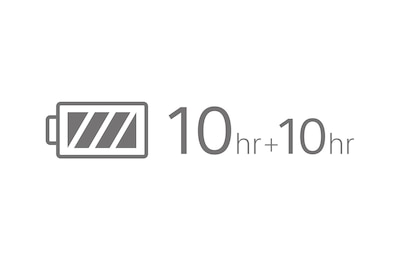 Значок, символизирующий 10 + 10 часов работы от аккумулятора