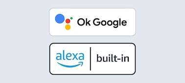 Логотипы встроенных функций Google Assistant и Amazon Alexa