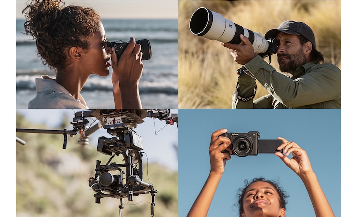 Фотографии людей, держащих камеры или дроны с установленными на них камерами