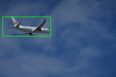 Пример изображения, на котором показан объект (самолет), распознаваемый ИИ камеры