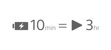Значок функции быстрой зарядки, указывающий, что 10-минутной зарядки хватит на 3 часа работы.
